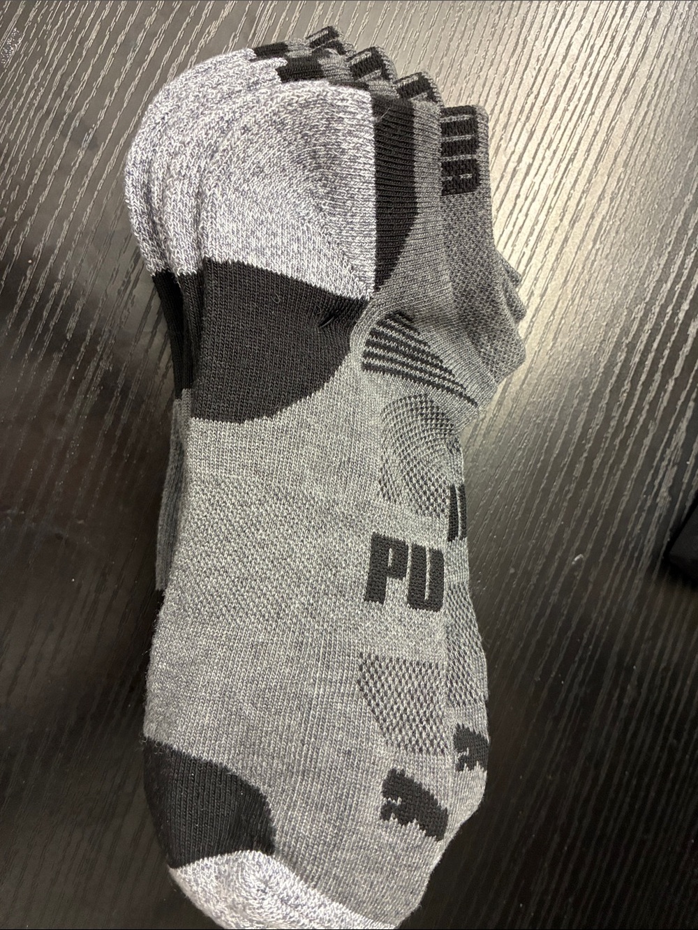 Puma Gray and Black No-Show Athletic Socks - Pack 5 pairs